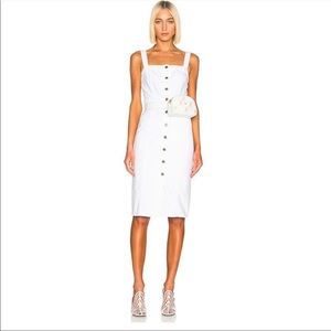 GRLFRND Petra Slim White Denim Midi Dress NWT